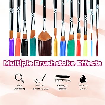 Oytra Paint Brush Set of 16 Professional Artist Painting Brush for Acrylic, Watercolor, & Gouache Painting with Brush Holder - Cruelty-Free
