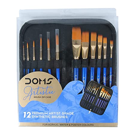 DOMS ARTISTIC ARTIST GRADE MIXED BRUSH SET WITH ZIP CASE