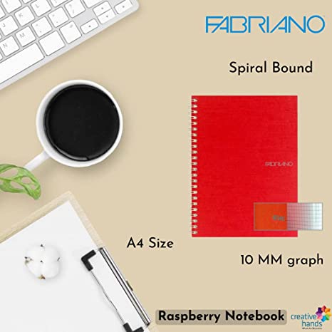 Fabriano Ecoqua A4 Spiral Bound Graph 10MM Notebook Raspberry