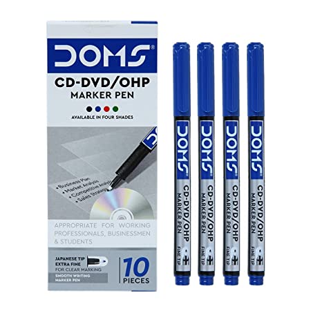 DOMS CD-DVD/OHP MARKER PEN BLUE 10 PCS PACK