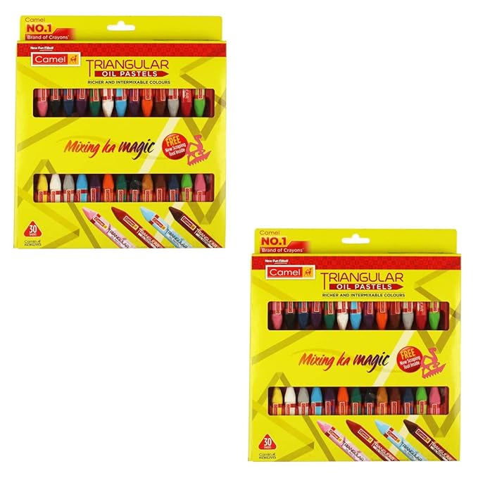 Camlin TRIANGULAR OIL PASTEL – 30 SHADES (PACK OF 2)