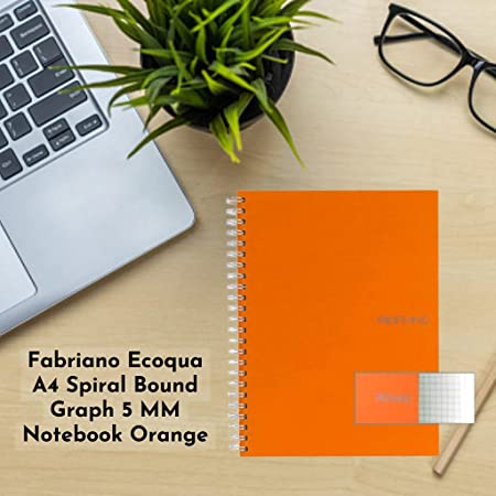 Fabriano Ecoqua A4 Spiral Bound Graph 5MM Notebook Orange