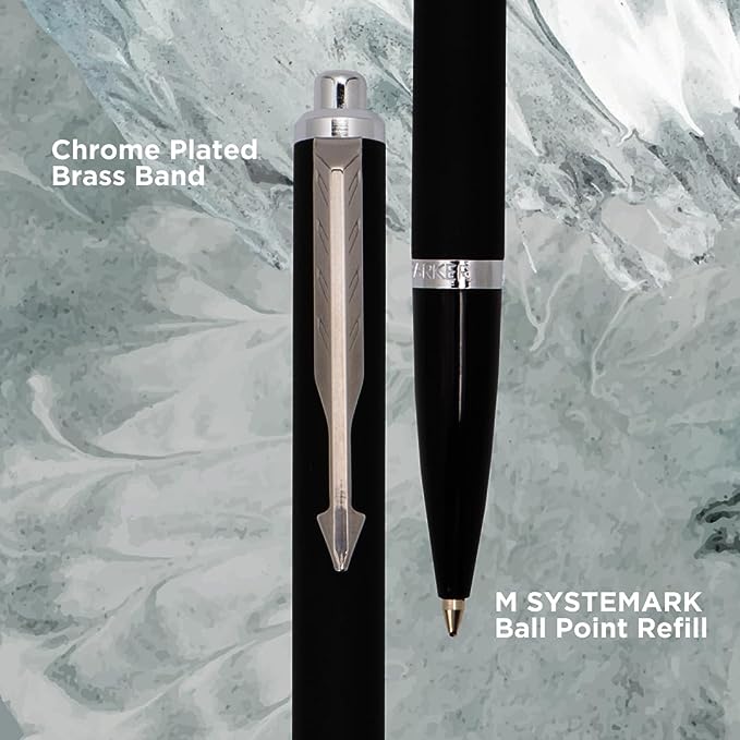 Parker Latitude, Matte Black, Chrome Trim Ball pen with Rakhi, Pack includes 1 Pen and 1 Rakhi, Ink - Blue, Best choice for Rakhi Gift