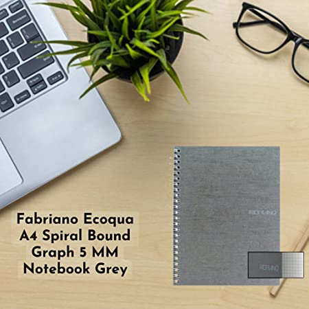 Fabriano Ecoqua A4 Spiral Bound Graph 5MM Notebook Grey