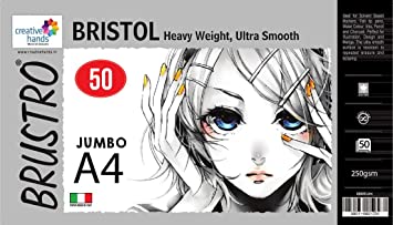 Brustro Bristol Ultra Smooth Paper 250 Gsm A4 Jumbo (Pack of 50 Sheets)