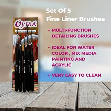 Oytra Mop Brush 4 Pcs Set for Artists Painting Calligraphy Watercolor Quill Oil Acrylics with Wooden Handle Vegan Soft Bristles