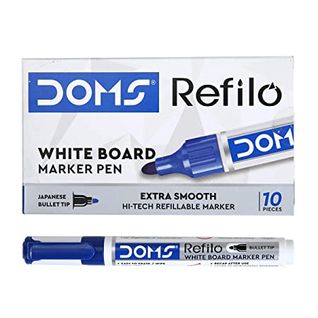 DOMS REFILO WHITEBOARD MARKER PEN BLUE 10 PCS PACK