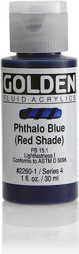 Golden Artist Fluid Acrylic Phthalo Blue (Red Shade) 1 oz (30 ml)