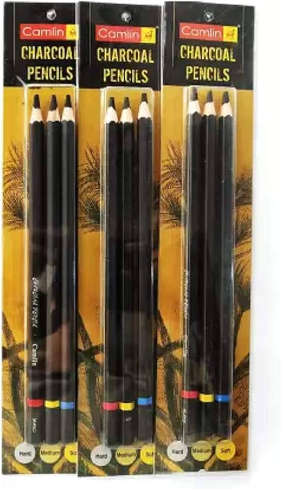 Camlin Charcoal Pencil 3 sets Hexagonal Shaped Color Pencils (Set of 3, Black)