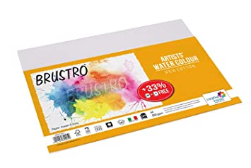 Brustro Artists Watercolour Paper, A4 Size, 200 GSM, 25% Cotton CP, 12 + 4 Sheets Free (Pack of 2)