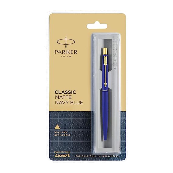 Parker Classic Matte Navy Blue Gold Trim Ball Pen