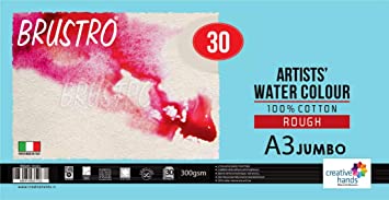 Brustro Artists' WC 100% Cotton Rough 300gsm Jumbo - A3 (30 Sheets)