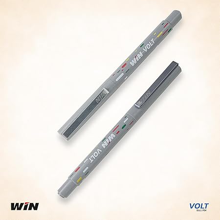 WIN Volt Ball Pens | 20 Pens (10 Blue & 10 Black) | Playful Body Colours | 0.7 mm Metal Tip | Stainless Steel Clip | Pens for Writing | Office Stationery | Pens for Students | Premium