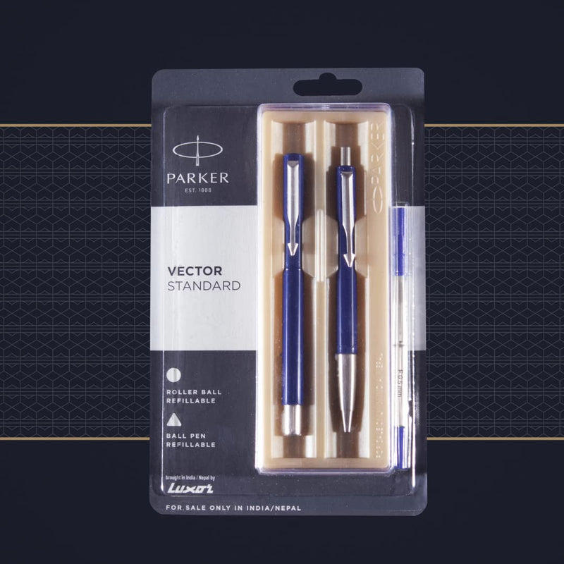 Parker Vector Standard Roller Ball Pen+Ball Pen Blue Body Color