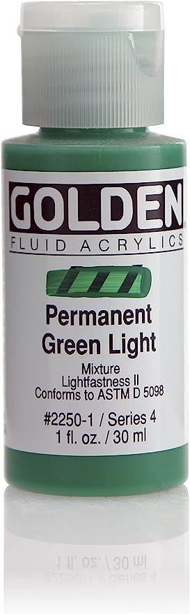 Golden Artist Fluid Acrylic Permanent Green Light 1 oz (30 ml)