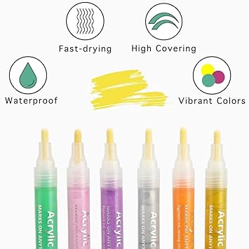 Oytra Acrylic Paint Marker Pens 0.7-1mm Tip 12 Pen/Set Painting Markers for Rocks Wood Glass Ceramic Stone Art Craft Supplies Cloth Fabric