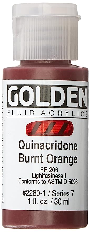 Golden Artist Fluid Acrylic Quinacridone Burnt Orange 1 oz (30 ml)