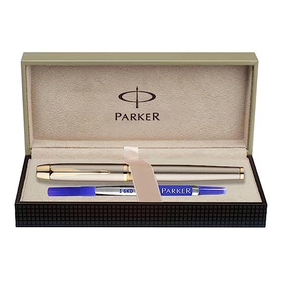 Parker Odyssey Brushed Metal Gold Trim Roller Ball Pen