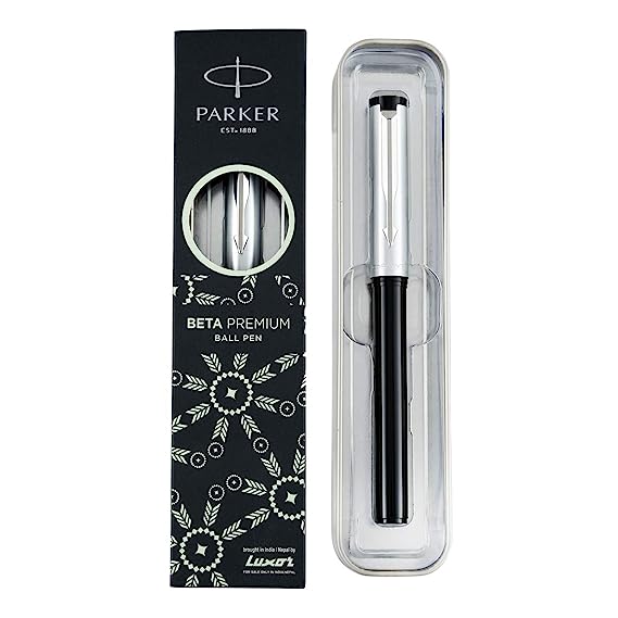 Parker Beta Premium Ball Pen Chrome Trim Silver Finish Cap