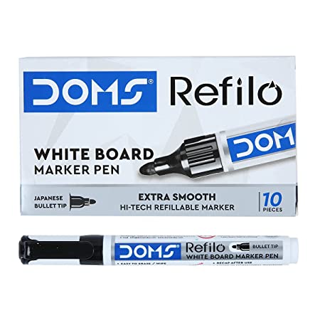 DOMS REFILO WHITEBOARD MARKER PEN BLACK 10 PCS PACK