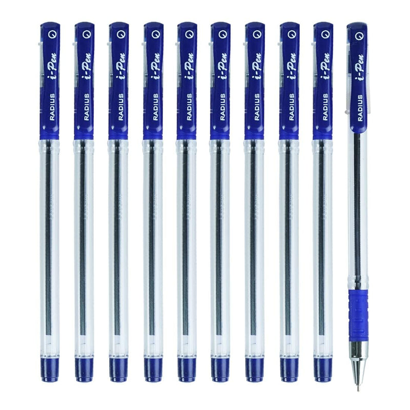 Radius i-Pen Push Cap Ball Point Pen, Tip Size 0.7 mm (Blue, Pack of 10 Pieces)