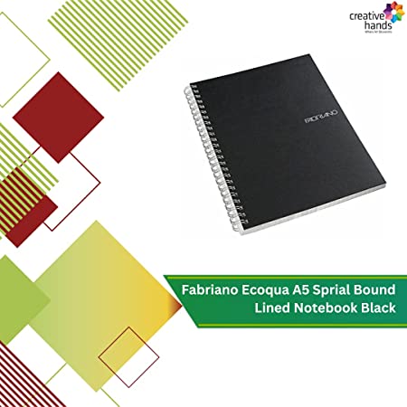 Fabriano Ecoqua A5 Spiral Bound Lined Notebook Black