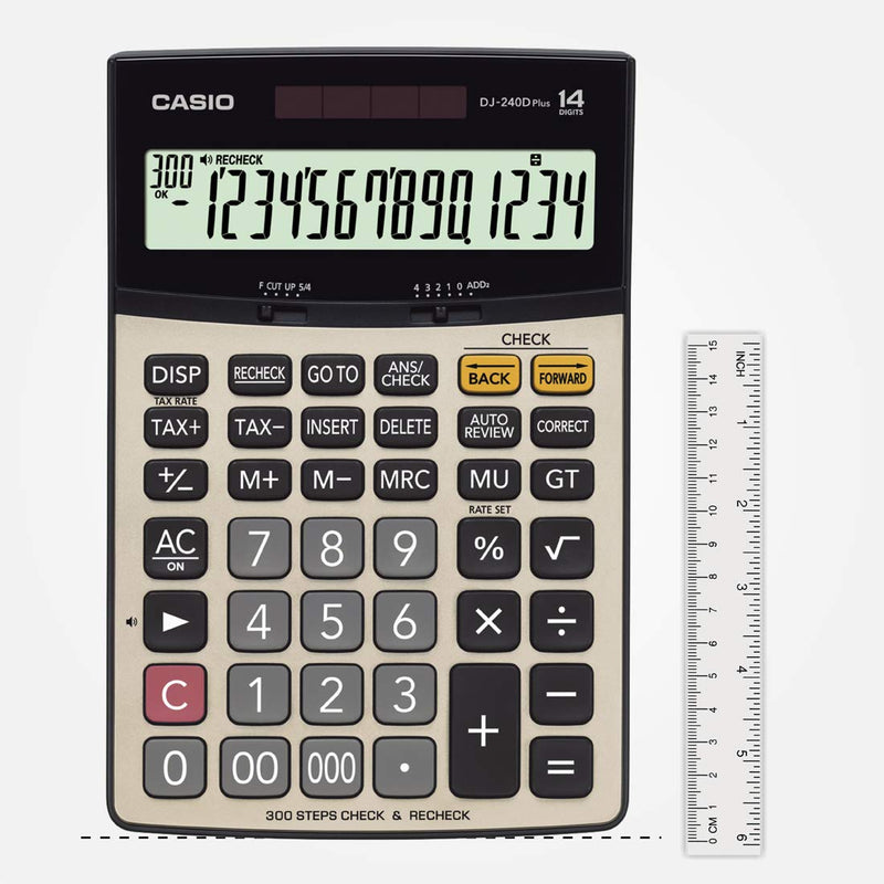 Casio DJ-240D Plus 300 Steps Check and Correct Premium Desktop Calculator with Metallic faceplate & Bigger Screen/Keys