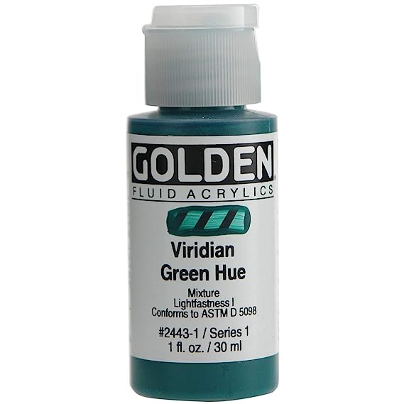 Golden Artist Fluid Acrylic Viridian Green Historical Hue 1 oz (30 ml)