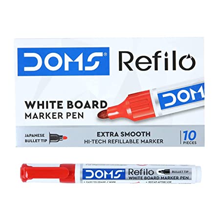 DOMS REFILO WHITEBOARD MARKER PEN RED 10 PCS PACK