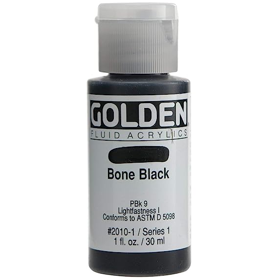 Golden Artist Fluid Acrylic Bone Black 1 oz (30 ml)