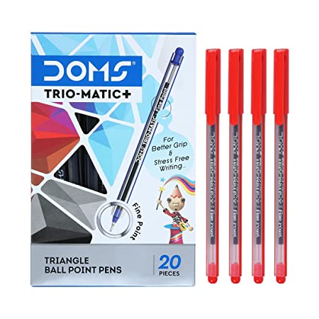 DOMS DF TRIOMATIC+ PEN RED 20 PC BOX