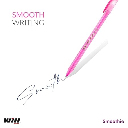 WIN Smoothie Ball Pens | 20 Blue Ink Pens | Colourful Sparkle Body Design | Use and Throw Pens | For One Time Use | Pens for Writing | Ideal for School Office & Business