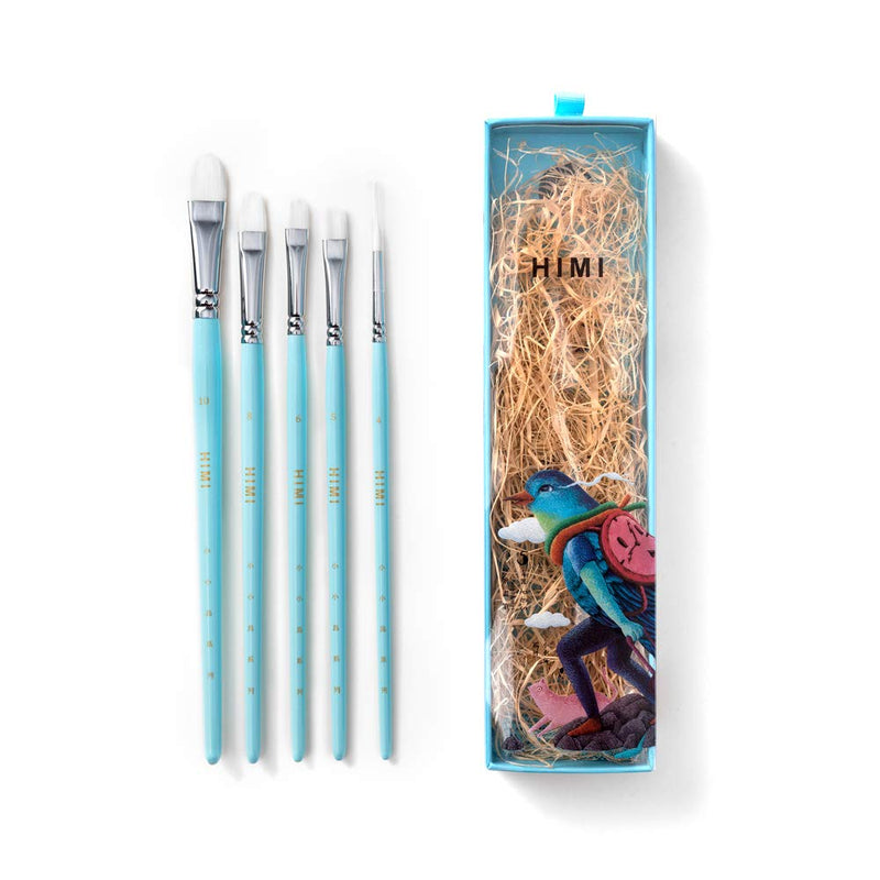 10pcs Blue Watercolor Gouache Paint Brushes Nylon Hair Painting Brush  Set-204386