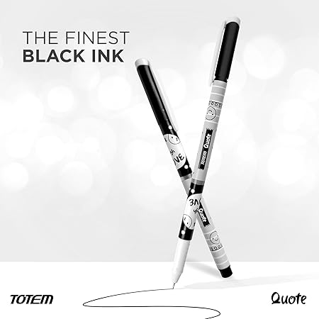 TOTEM Quote Pens | 10 Black Ink Pens | Fragrance Ink | Gifts for Stylish Girls & Boys | Emoji Themed Body Colours | 0.7 mm Tip for Smooth Writing | Pens for Students | Stick Pen Set