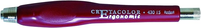 Cretacolor Lead Holder ERGONOMIC, Red Plastic, incl.Sharpener, for 5.6mm Lead