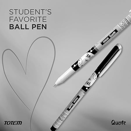 TOTEM Quote Pens | 10 Black Ink Pens | Fragrance Ink | Gifts for Stylish Girls & Boys | Emoji Themed Body Colours | 0.7 mm Tip for Smooth Writing | Pens for Students | Stick Pen Set