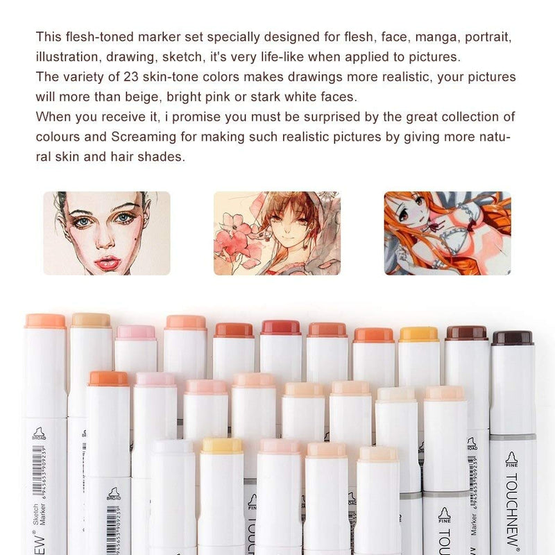 like it Touch cool Alcohol Markers Skin Tones Dual Tip Set of 12 Fashion Designer, Colorist, Illustrator, Professional artist, Beginners, Student
