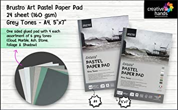 Brustro Artists' Pastel Paper Pad of 24 Sheets (160 GSM), Colour - Grey Tones, Size - A4