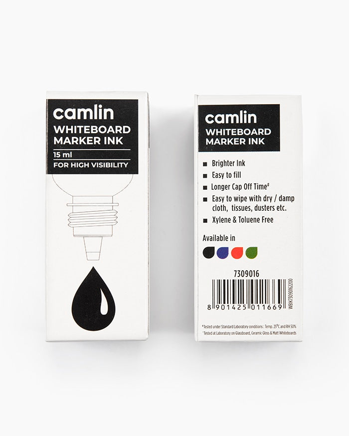 CAMLIN WHITE BOARD MARKER INK BLACK 15ML, Pack of 2