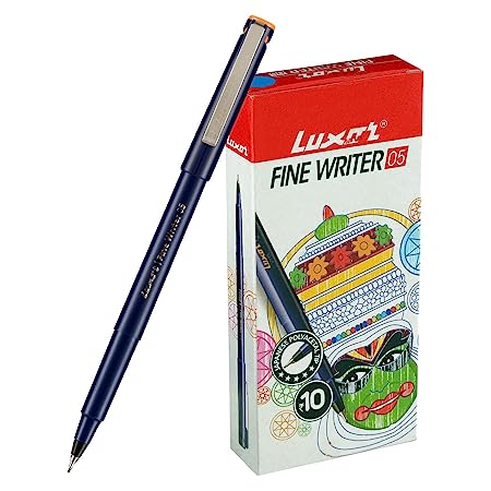 Luxor Fine Writer 05 Orange Ink Pack of 10