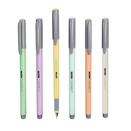 WIN Connect Ball Pens | 10 Blue Ink Pens | 0.7 mm Tip | Elastic Grip | Diamond Cut Tip for Smooth Writing | Sleek Body & Minimalistic Design | Thick Refills, Refillable Pens | Long Lasting Pens