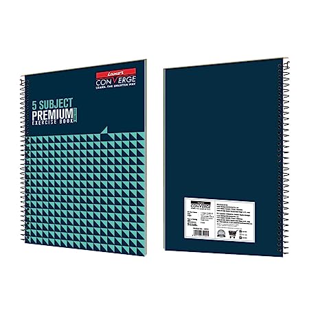 Luxor 5 Subject Spiral Premium Exercise Notebook, Single Ruled - (18cm X 24cm), 250 Pages, Pack of 2
