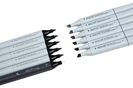 Brustro Twin Tip Alcohol Based Marker Set of 12 – Cool Greys