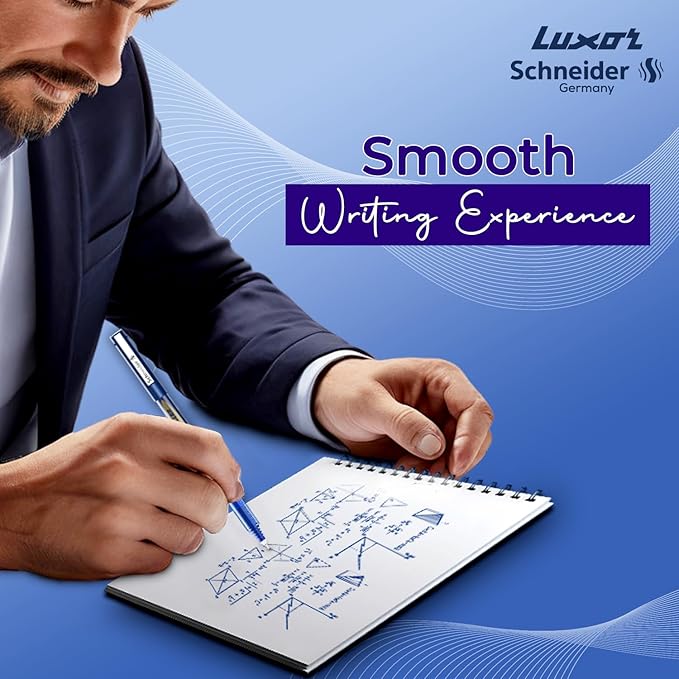 Luxor Schneider LX7 Technoroller| Pack of 2| Blue Ink Colour|0.7 mm tip|100% Liquid Ink Roller Pen| German Technology| Smooth writing experience| Ideal Pen for Students & Professionals