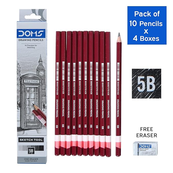 DOMS Drawing & Sketching 5B Pencil (Pack of 40)