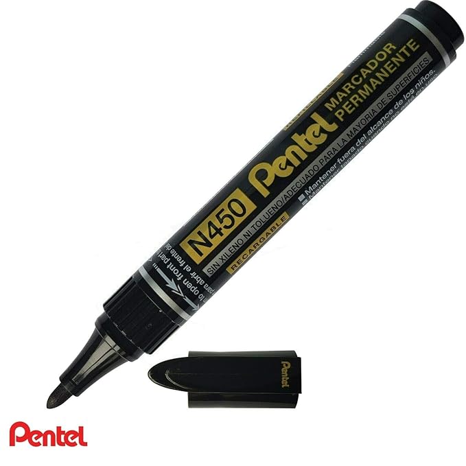 Pentel N450 PERMANENT MARKER 10PC BOX BLACK INK