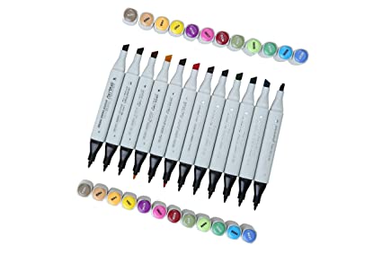 Brustro Twin Tip Alcohol Based Marker Set of 12 – Basic B