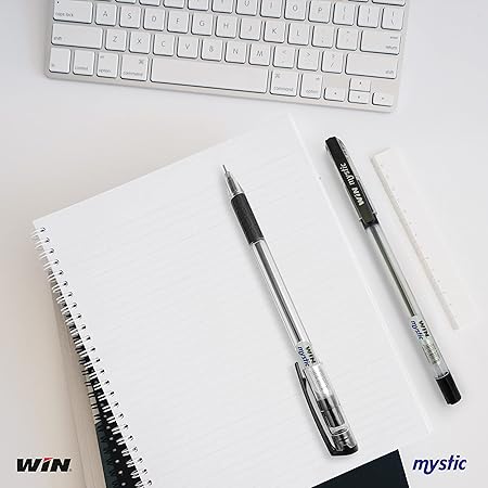 WIN Mystic Ball Pens Set | 20 Pens (10 Blue Ink & 10 Black Ink) | Comfortable Grip | Smooth Ink Flow | 0.7 mm Tip | Fast Writing | School, Office & Business Uses