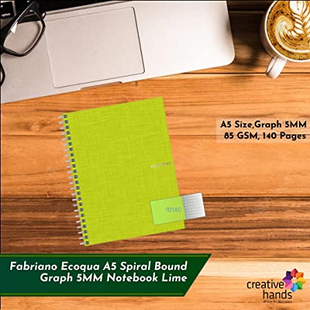 Fabriano Ecoqua A5 Spiral Bound Graph 5MM Notebook Lime