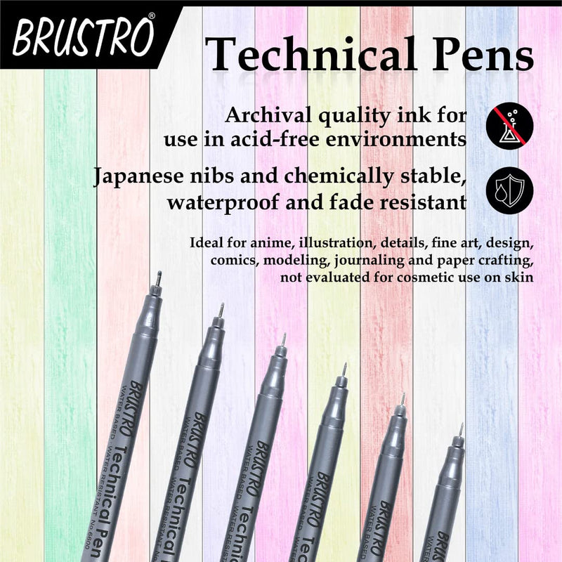Brustro Technical Pen Black (Pack of 6)